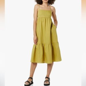 Linen tiered midi dress